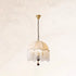 Traditional French Round Tassel Iron Wood Fabric 3-Light Pendant Light For Living Room