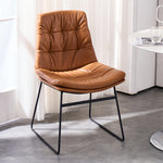 Contemporary Scandinavian Square Iron Leather Chair Backrest Armless For Living Room