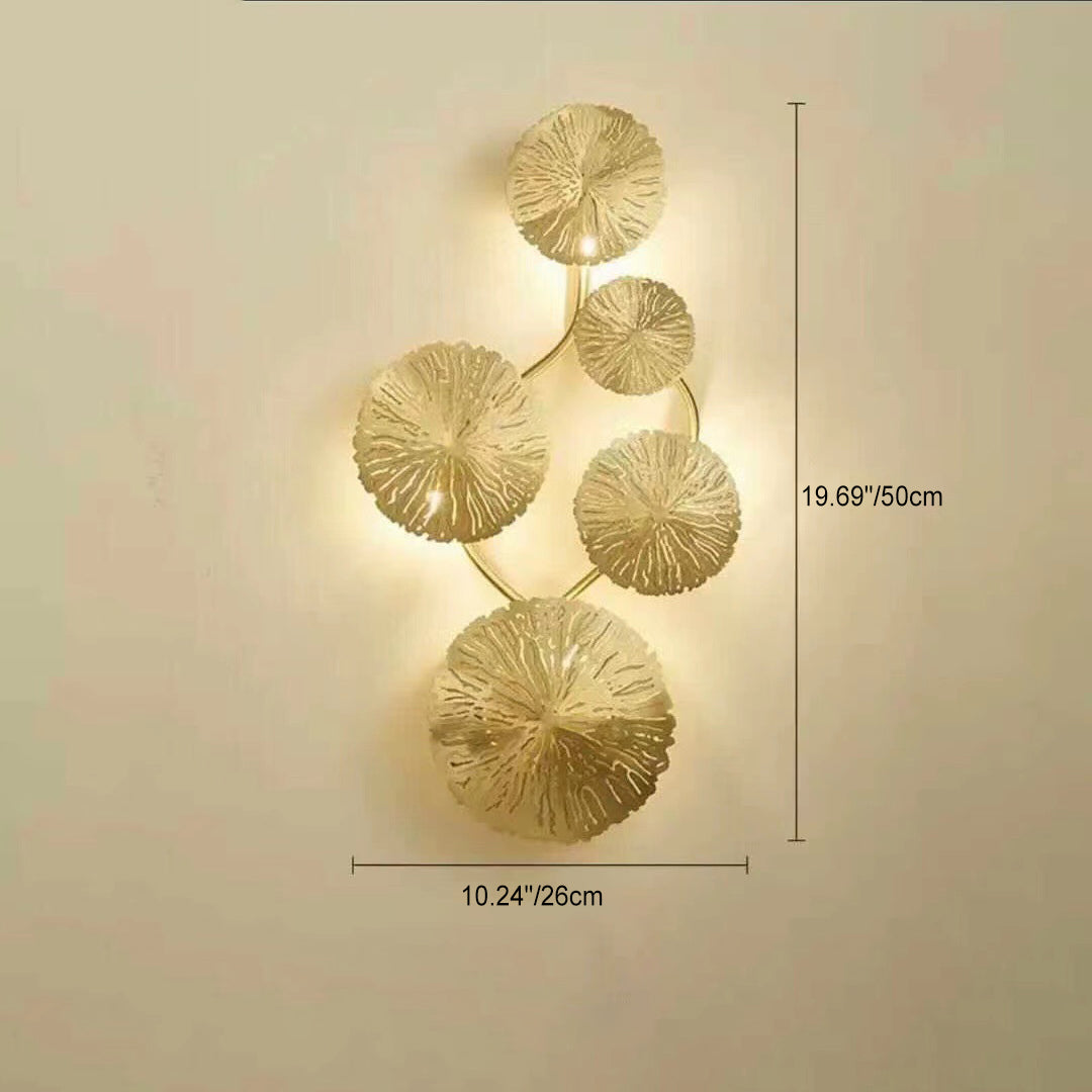 Modern Luxury Stainless Steel Lotus Leaf Hollow Shape 5-Light Wall Sconce Lamp For Living Room