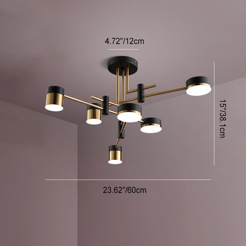 Contemporary Scandinavian Iron Acrylic Round LED Semi-Flush Mount Ceiling Light For Living Room