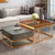 Modern Luxury Square Glass Top Nesting Coffee Table Drawer For Living Room