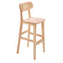 Modern Minimalist PU Leather Rattan Upholstered Rubberwood Counter Stool Open Back Footrest For Kitchen