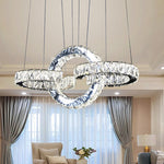 Modern Luxury Round Square Ring Buckle Stainless Steel Crystal LED Chandelier For Living Room