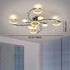 Modern Luxury Branch Round Hardware Iron Acrylic Crystal Silicone LED Semi-Flush Mount Ceiling Light For Living Room