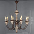 Traditional Rustic Curved Rod Candelabra Wooden Iron 6/8 Light Chandelier For Living Room