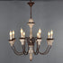 Traditional Rustic Curved Rod Candelabra Wooden Iron 6/8 Light Chandelier For Living Room