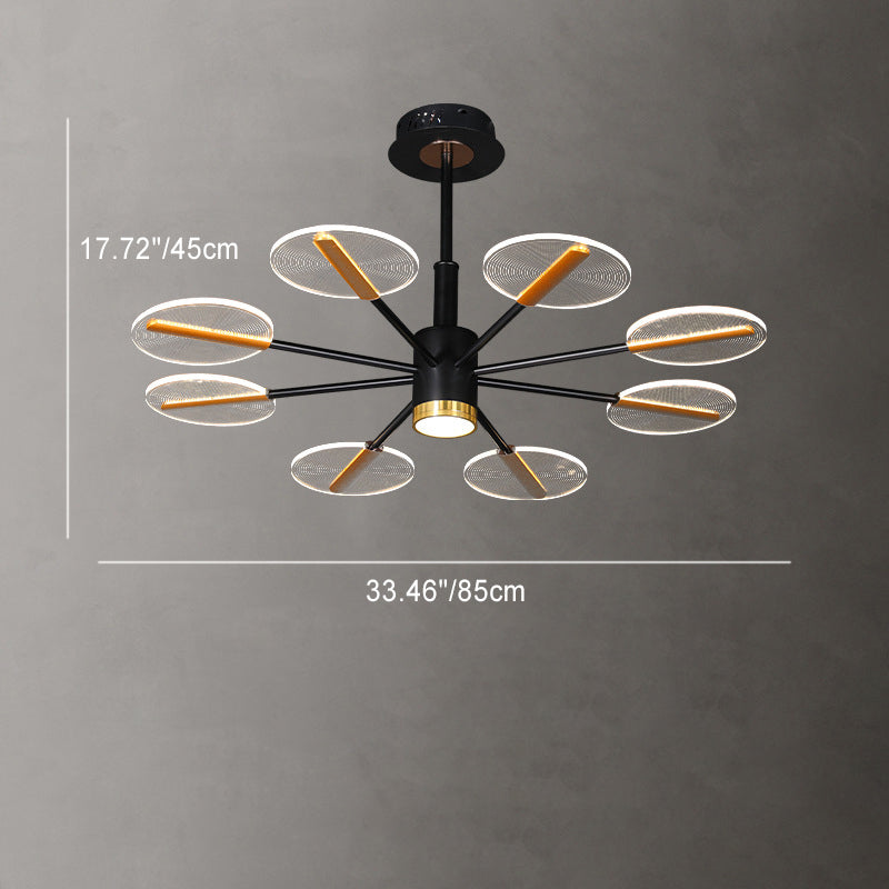 Contemporary Scandinavian Branch Round Iron Acrylic LED Chandelier For Living Room