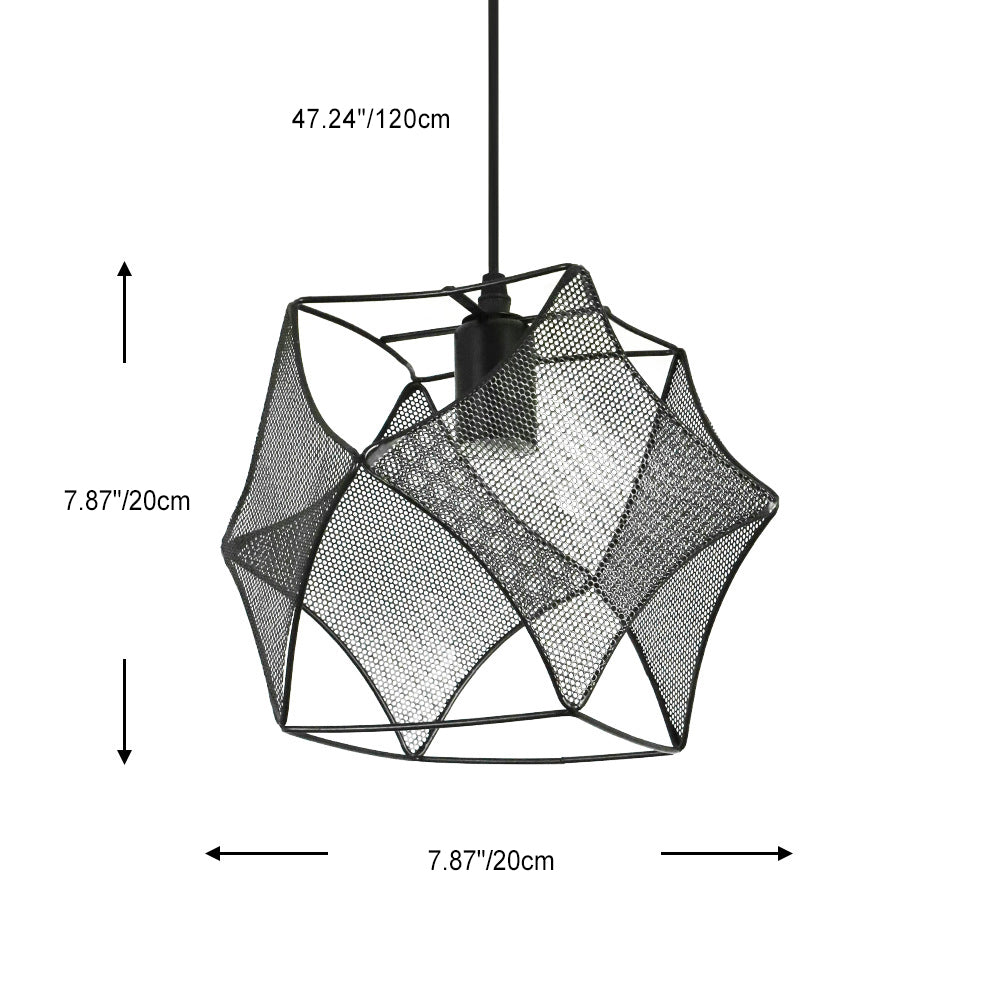 Contemporary Industrial Round Irregular Square Iron 1-Light Pendant Light For Dining Room