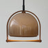 Traditional Japanese Telescopic Wood Amber Round Glass 1-Light Pendant Light For Dining Room