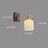 Traditional Japanese Round Cylinder Cone Swing Arm Wood Grain Full Copper Ceramic 1-Light Wall Sconce Lamp For Bedroom