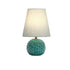 Modern Art Deco Round Carved Base Ceramic Fabric 1-Light Table Lamp For Bedroom