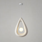 Traditional Japanese Iron Polystyrene Teardrop Shape 1-Light Pendant Light For Dining Room