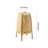 Traditional Japanese Cylindrical Hand-Woven Bamboo 1-Light Standing Floor Lamp For Bedroom