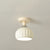 Contemporary Scandinavian Cream Ceramic Geometric Round Shade 1-Light Semi-Flush Mount Ceiling Light For Living Room