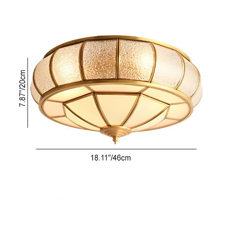 Contemporary Luxury Oval Dome Full Copper Glass 3/4/6 Light Flush Mount Ceiling Light For Bedroom