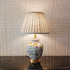 Traditional Chinese Cylinder Bird And Flower Ceramic Fabric 1-Light Table Lamp For Bedroom