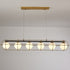 Contemporary Scandinavian Iron Glass Ball Round Strip LED Chandelier For Dinning Room