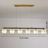 Contemporary Scandinavian Iron Glass Ball Round Strip LED Chandelier For Dinning Room