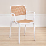 Contemporary Simplicity Square Rattan-like Plastic Stackable Dining Chair Armrest Backrest For Dining Room