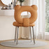 Contemporary Scandinavian Faux Leather Upholstered Metal Legs Vanity Stool Bear Back For Living Room