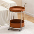 Contemporary Creative Round Stainless Steel Leather End Table 2-Tier For Living Room