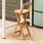 Modern Minimalist Round Square Bamboo Bar Stool Backrest Armless For Dining Room