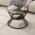 Modern Minimalist Round Hourglass Shape Glass Iron Coffee Table 2-Tier For Living Room