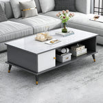 Contemporary Nordic Rectangular MDF Iron Coffee Table 1/2 Drawer For Living Room