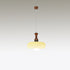 Traditional Vintage Wood Glass Round 1-Light Pendant Light For Dining Room