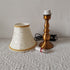 Traditional French Fabric Metal Flower Cylinder Fringe Bead 1-Light Table Lamp For Bedroom