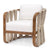 Contemporary Scandinavian Square Wood Rattan Fabric Chair Backrest Armrest For Living Room