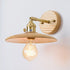 Contemporary Vintage Round Wood Grain Brass Wood 1-Light Wall Sconce Lamp For Living Room