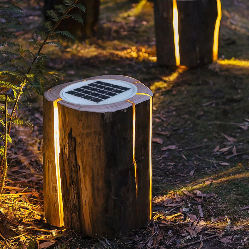 Modern Art Deco Waterproof Solar Iron Resin Tree Stump LED Landscape Lighting Outdoor Lighting For Garden