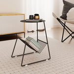 Contemporary Scandinavian Round Tabletop Iron Coffee Table 1-Shelf For Living Room