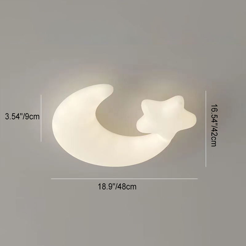 Contemporary Creative Kids Star Moon Iron PE LED Flush Mount Ceiling Light For Bedroom