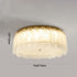 Modern Minimalist Round Petal Hardware Glass LED Semi-Flush Mount Ceiling Light For Living Room