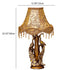 Traditional Vintage Peacock Flower Pattern Resin Fabric 1-Light Table Lamp For Bedroom