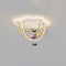 Contemporary Creative Cartoon Astronaut Cloud Iron Aluminum Rainbow Curve LED Kids Flush Mount Ceiling Light For Bedroom