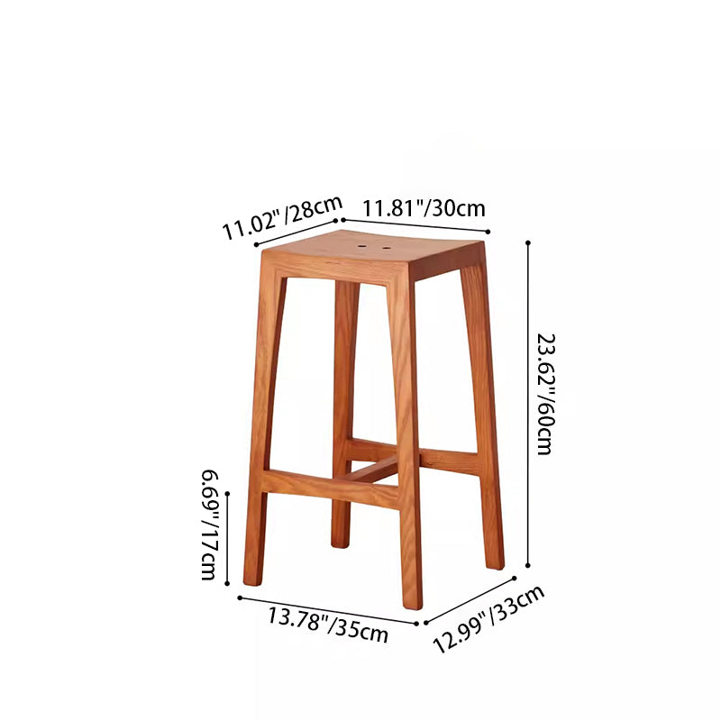 Modern Minimalist Rectangular Wooden Bar Stool Footrest For Dining Room