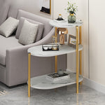 Contemporary Scandinavian Rectangular Iron Marble End Table 3-Tier For Living Room