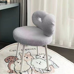 Modern Minimalist Bow Back Lambswool Carbon Steel Vanity Stool Backrest For Bedroom