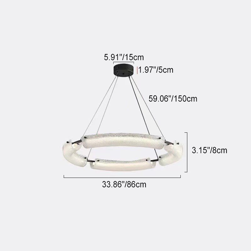 Contemporary Simplicity Frosted Glass Circle Ring Copper Acrylic LED Chandelier For Living Room