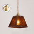 Traditional Chinese Trapezoidal Wood Floral Glass Shade 1-Light Pendant Light For Bedroom