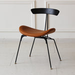 Contemporary Industrial Ant Arch Wood Rebar Leather Fabric Sponge Dining Chair Backrest For Dining Room