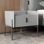 Contemporary Scandinavian Rectangular Leather Carbon Steel Metal 1-Drawer For Bedside