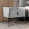 Contemporary Scandinavian Rectangular Leather Carbon Steel Metal 1-Drawer For Bedside