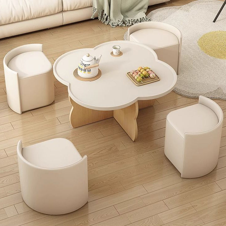 Contemporary Nordic Flower Shape MDF Wood Base Coffee Table For Living Room