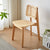 Modern Minimalist Skeleton Square Back Solid Wood Rattan Dining Chair Backrest For Dining Room