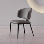 Modern Minimalist Square Cushion Microfiber Leather Carbon Steel Dining Chair Backrest For Dining Room