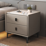 Modern Simplicity Cubic Sintered Stone Top Solid Wood Nightstand 2-Drawer For Bedroom